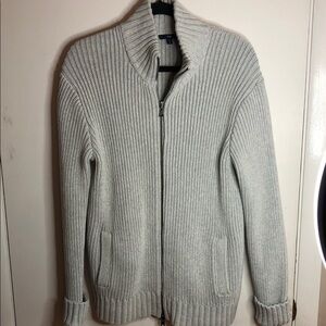 GAP Men's Cotton Light Gray Zip-Up Sweater